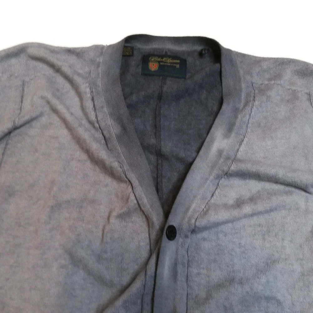 Blue Chrome Buffalo David Bitton Cardigan Sweater Mens XL Gray Cotton Button‎ Up
